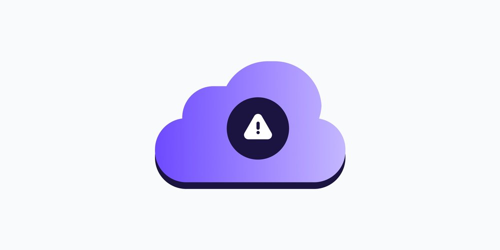 雲端上的安全警示圖示,代表雲端運算安全威脅