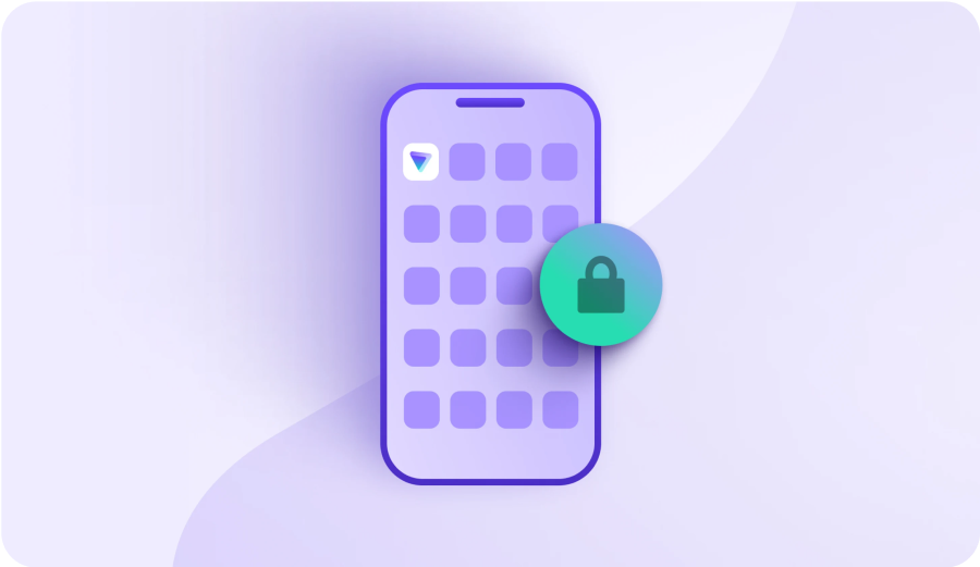 An illustration of a mobile device overlayed with a padlock to demonstrate the benefit of a private VPN